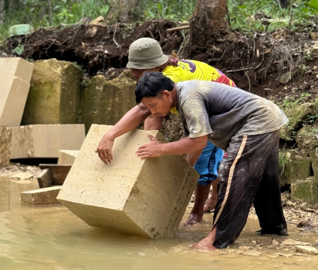 retrieving limestone straight from its source